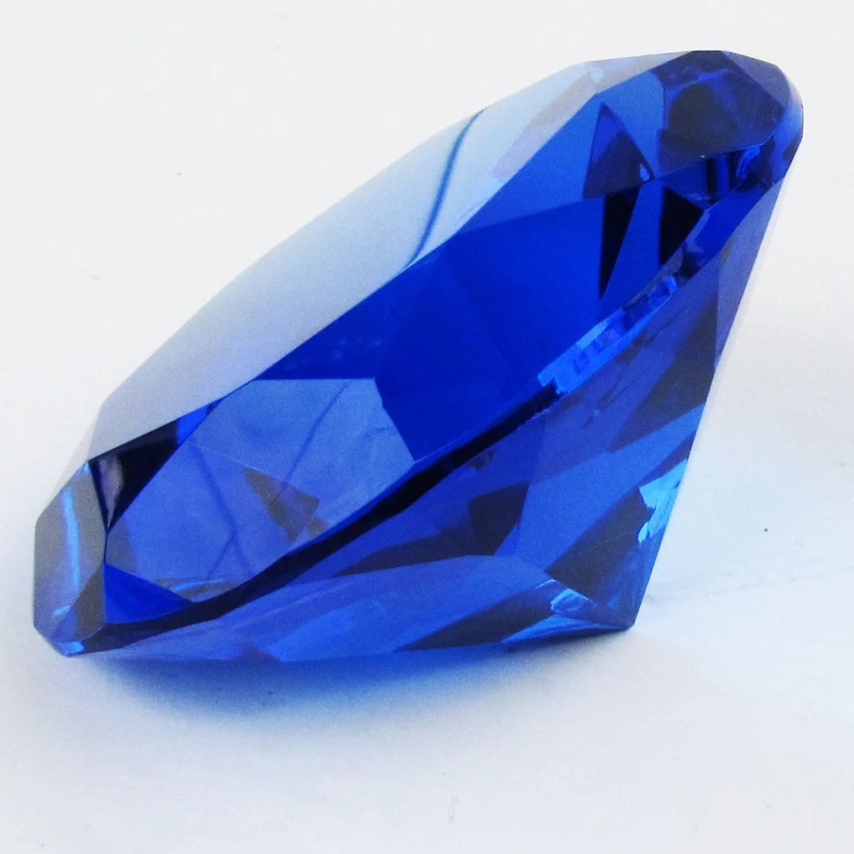 Big 100mm Cobalt Blue 100 mm Cut Glass Crystal Giant Diamond Jewel Paperweight - Image 3