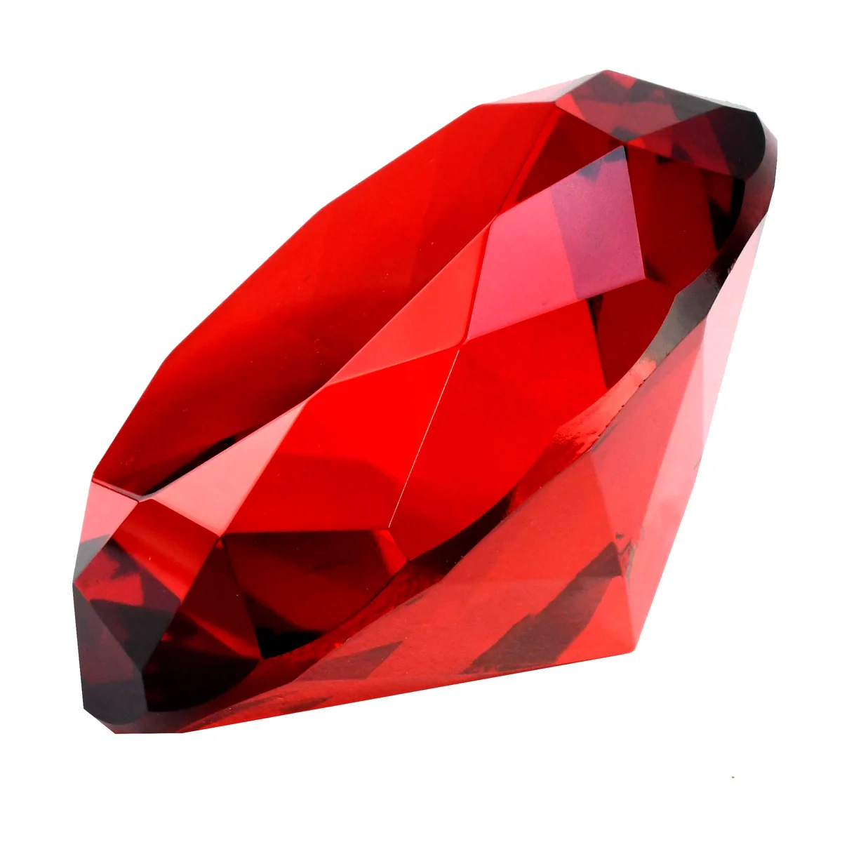 Big 100mm Deep Ruby Red 100 mm Cut Glass Crystal Giant Diamond Jewel Paperweight - Image 2