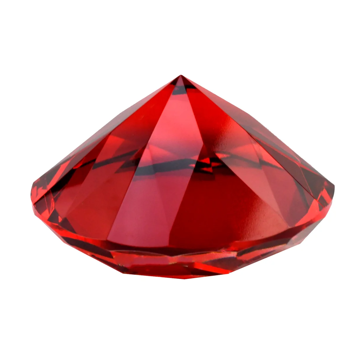 Big 100mm Deep Ruby Red 100 mm Cut Glass Crystal Giant Diamond Jewel Paperweight - Image 4