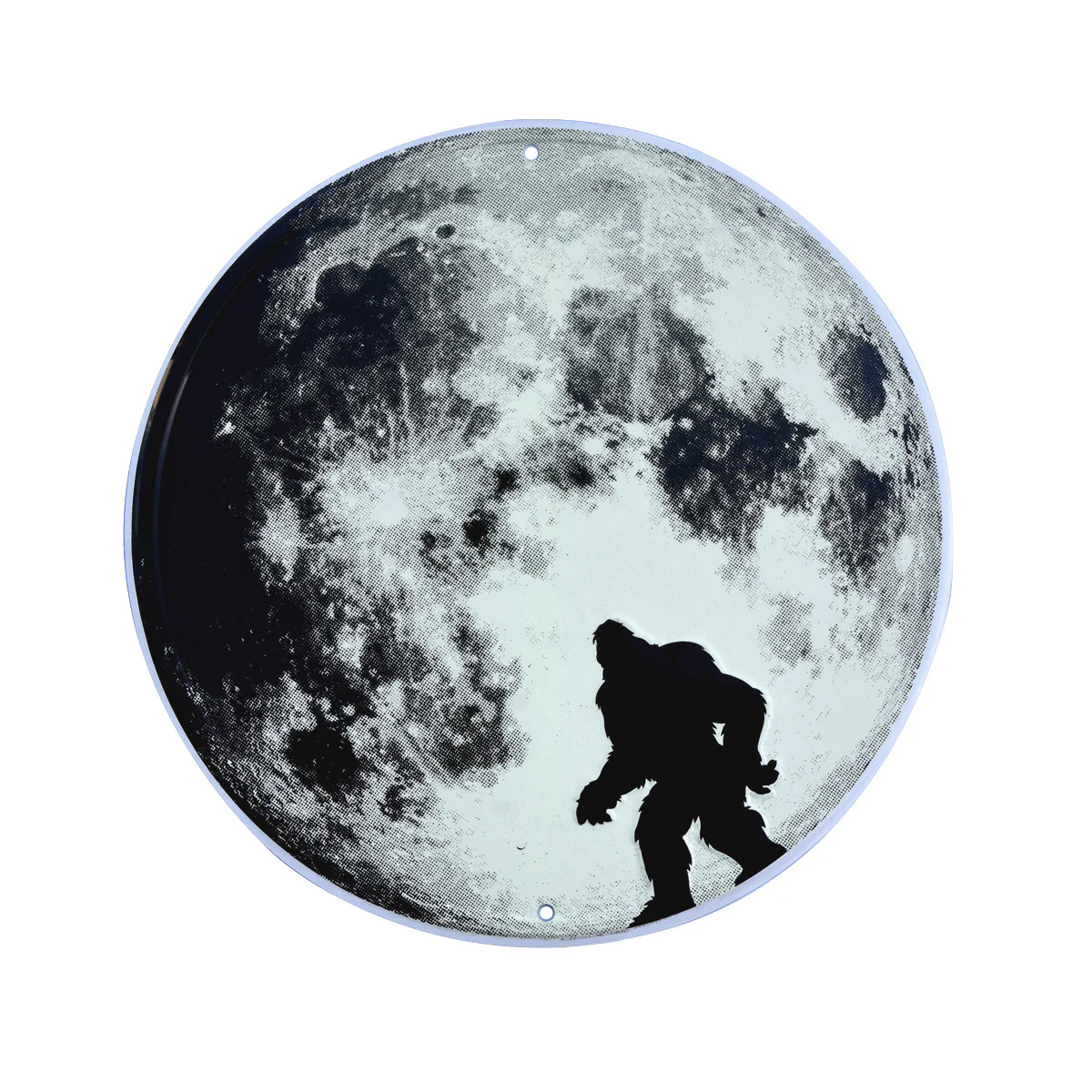 Bigfoot Glow In Dark Moon Walking Funny Sasquatch Metal Wall Sign Man Cave Decor