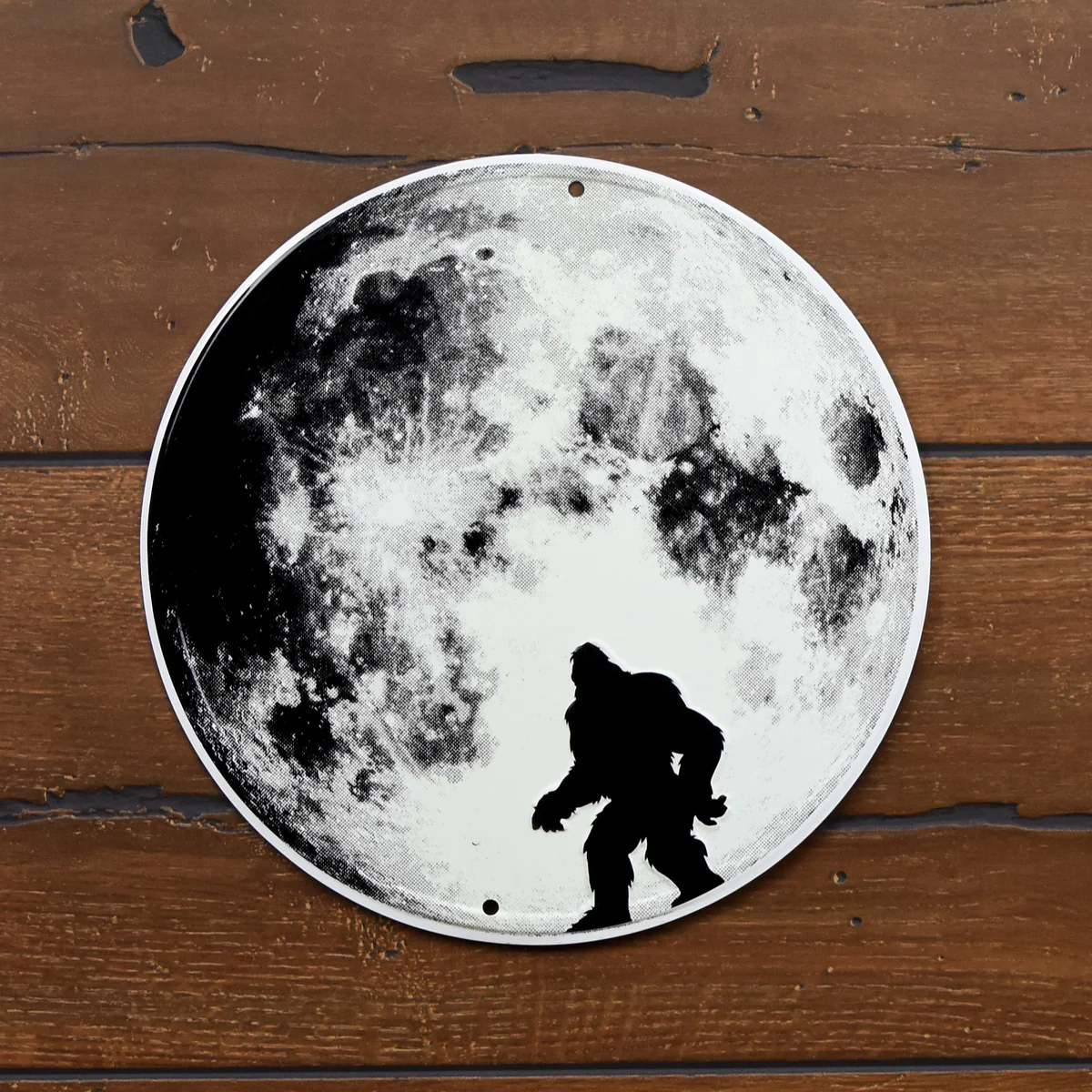 Bigfoot Glow In Dark Moon Walking Funny Sasquatch Metal Wall Sign Man Cave Decor - Image 2