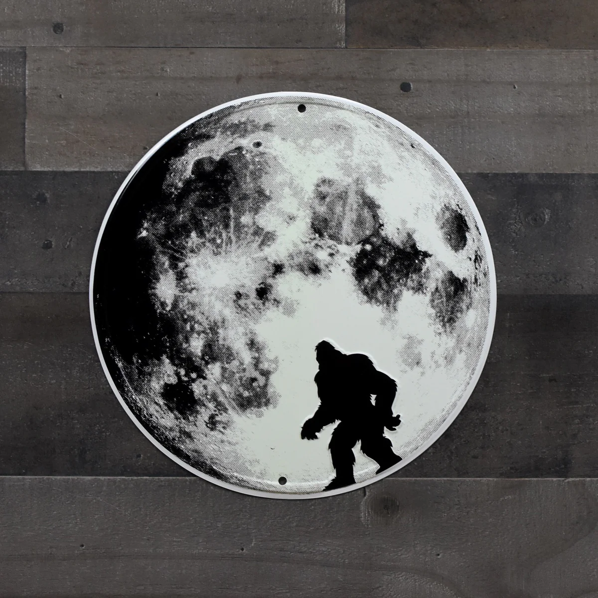 Bigfoot Glow In Dark Moon Walking Funny Sasquatch Metal Wall Sign Man Cave Decor - Image 4