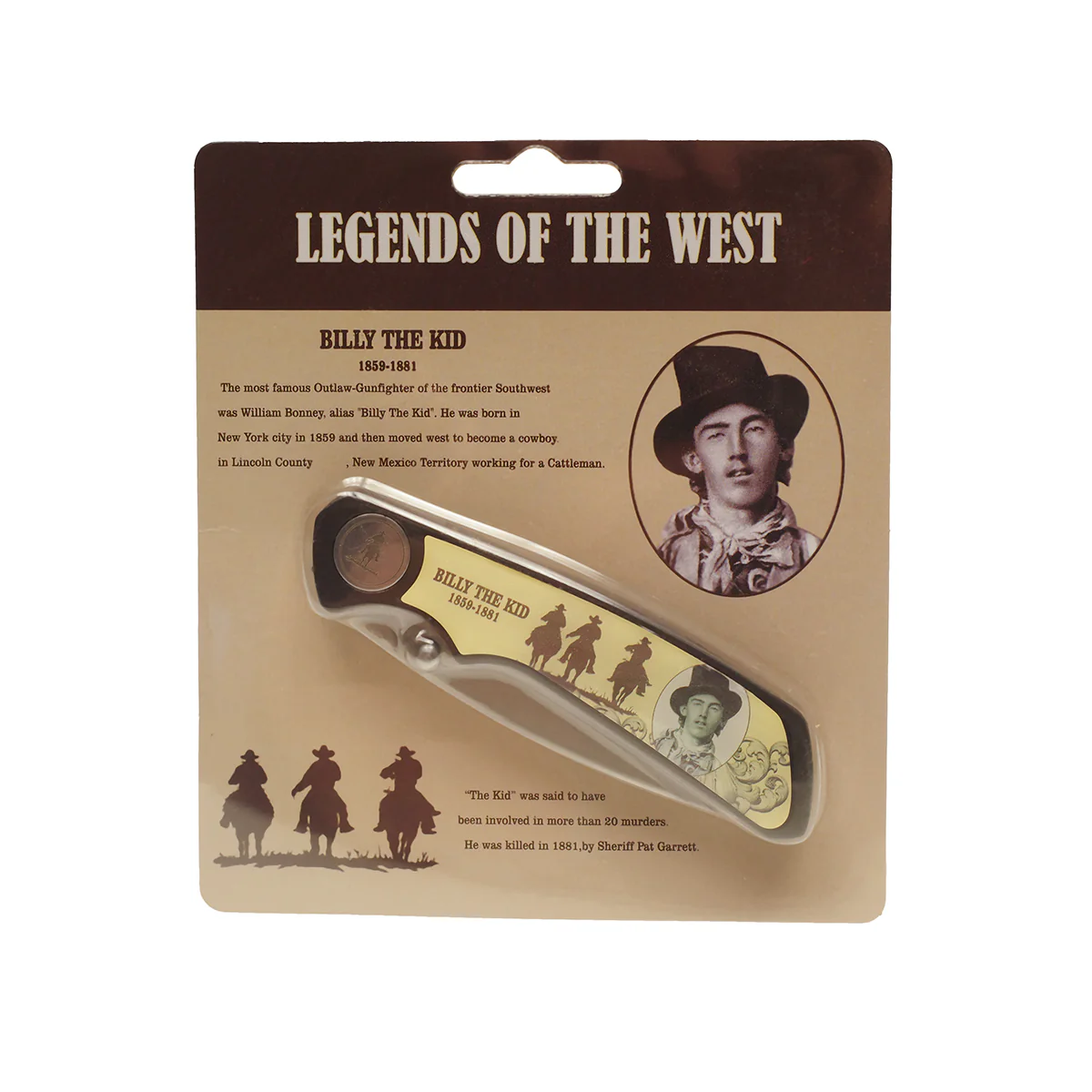 Billy the Kid Mens Folding Hunting Pocket Knife Wild West Legend Western Outlaw - Image 2