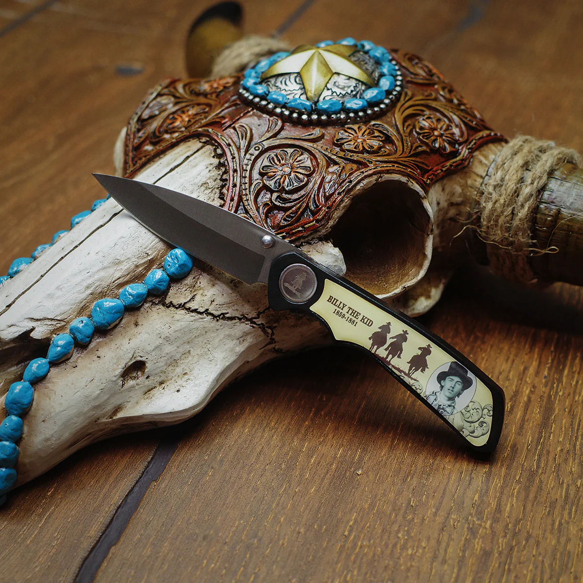Billy the Kid Mens Folding Hunting Pocket Knife Wild West Legend Western Outlaw - Image 5
