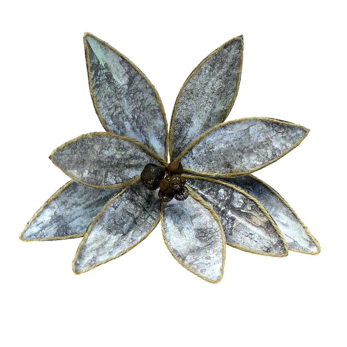 Birch Bark Pattern Poinsettia Christmas Tree Ornament Flower Rustic Xmas Decor - Image 2