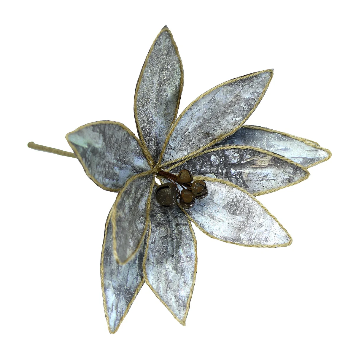 Birch Bark Pattern Poinsettia Christmas Tree Ornament Flower Rustic Xmas Decor - Image 3