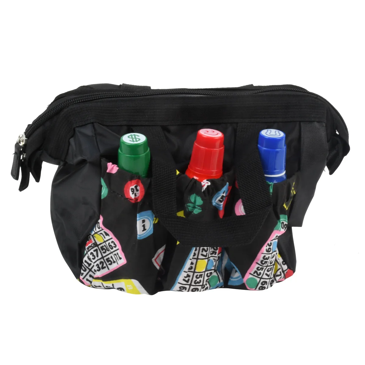 Black 6 Pocket Bingo Dauber Tote Card Dabber Zipper Bag Game Night Accessory - Image 3