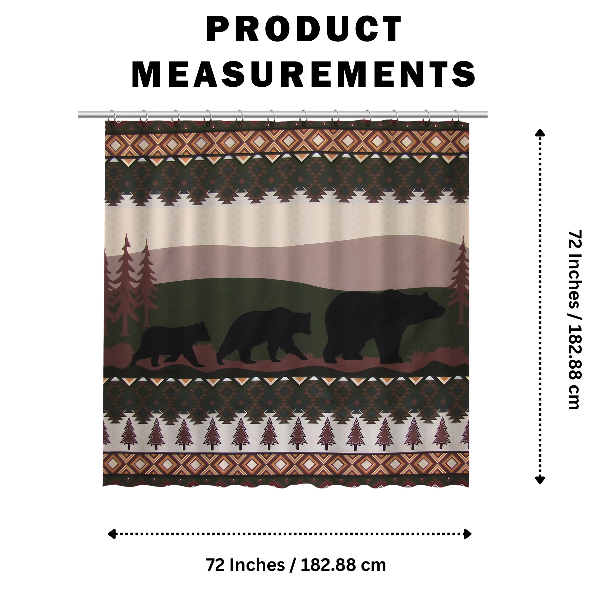 Black Bear Cubs Fabric Shower Curtain Cabin Bath Accessories Bathroom Home Decor - Image 2