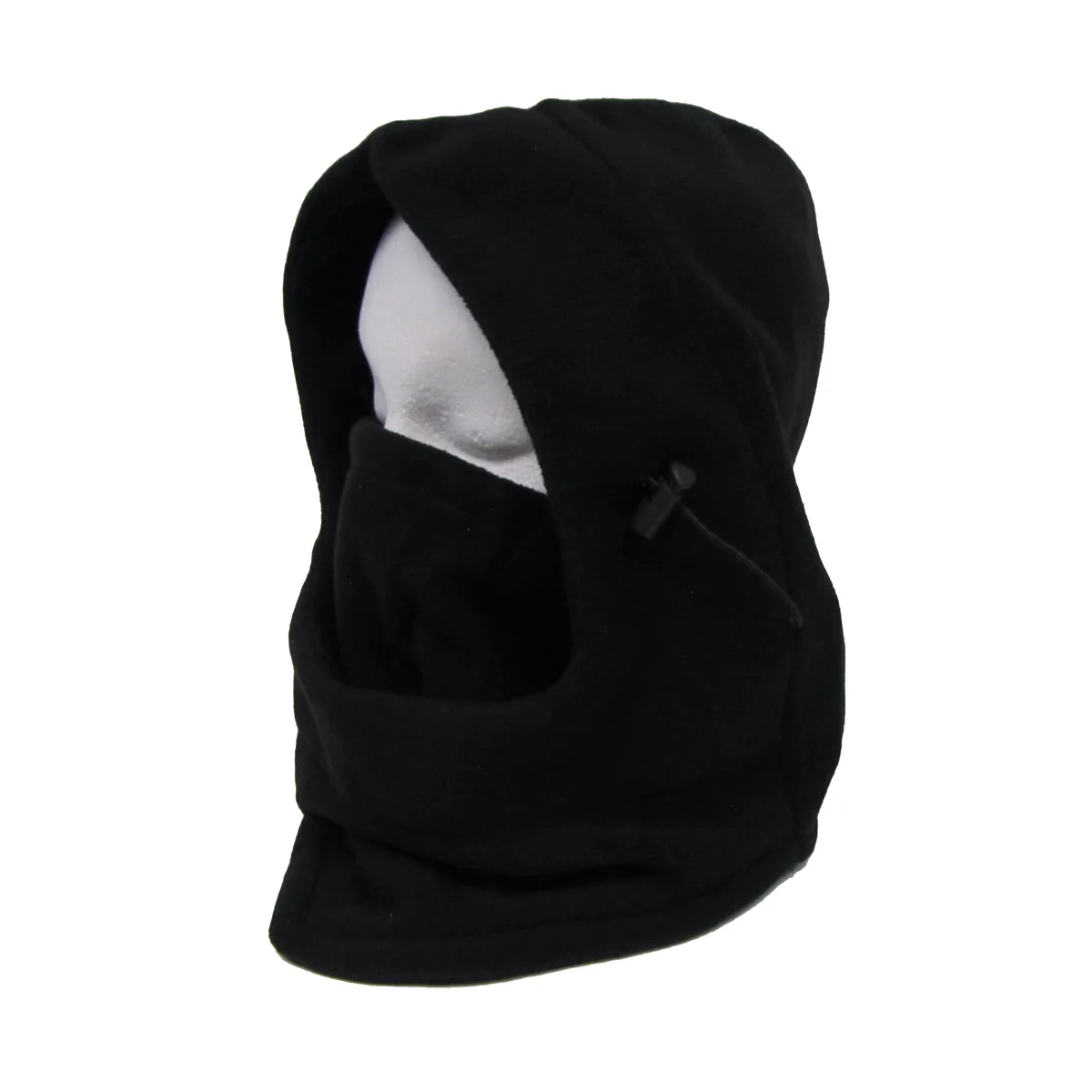 Black Fleece Full Face Cover Warm Mask Hoodie Bike Ski Winter Balaclava Headwear - Image 2