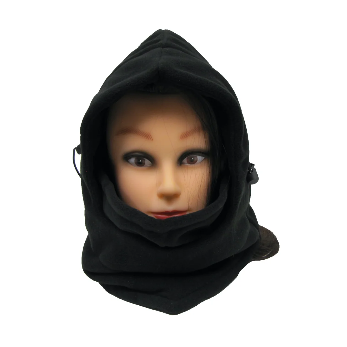 Black Fleece Full Face Cover Warm Mask Hoodie Bike Ski Winter Balaclava Headwear - Image 3