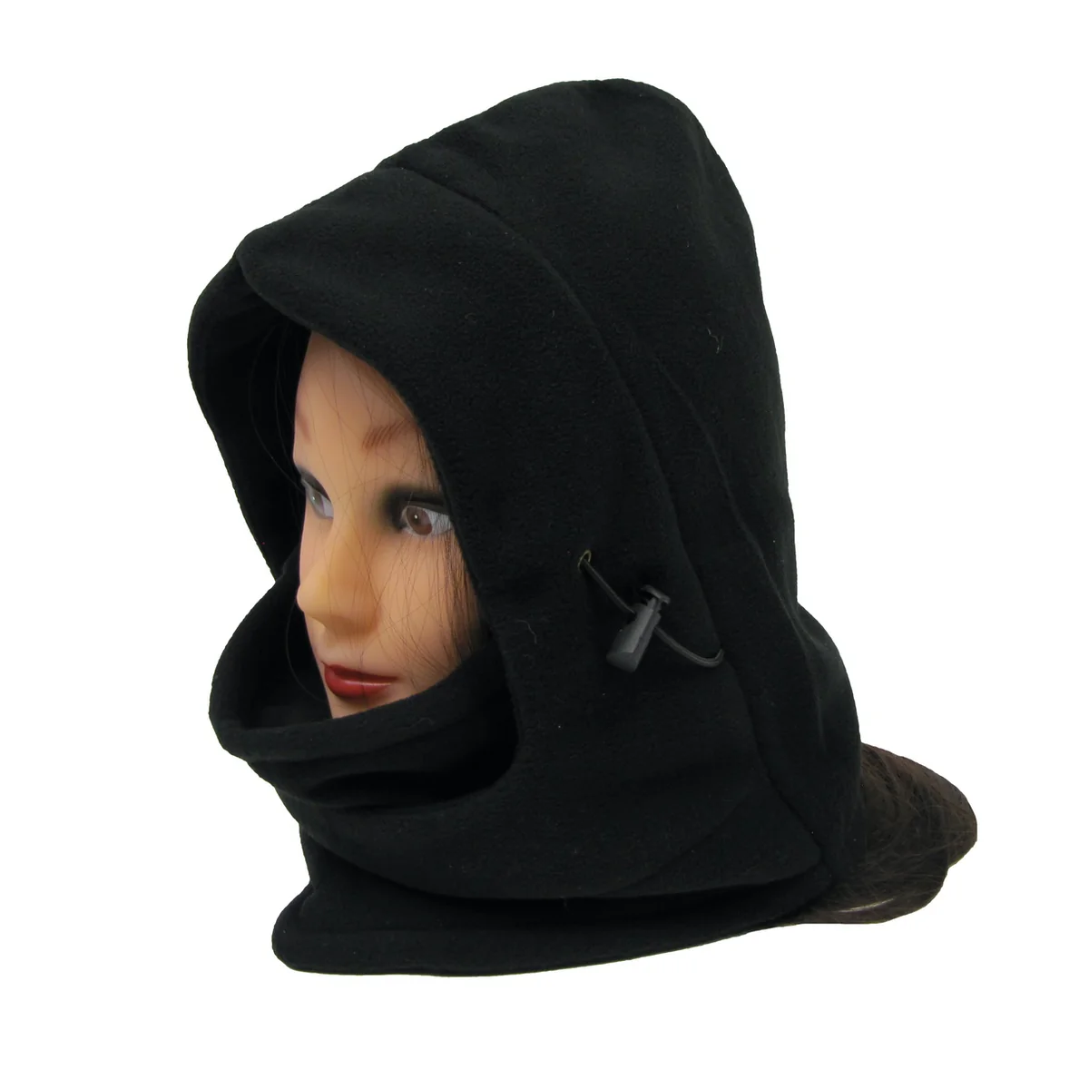 Black Fleece Full Face Cover Warm Mask Hoodie Bike Ski Winter Balaclava Headwear - Image 5