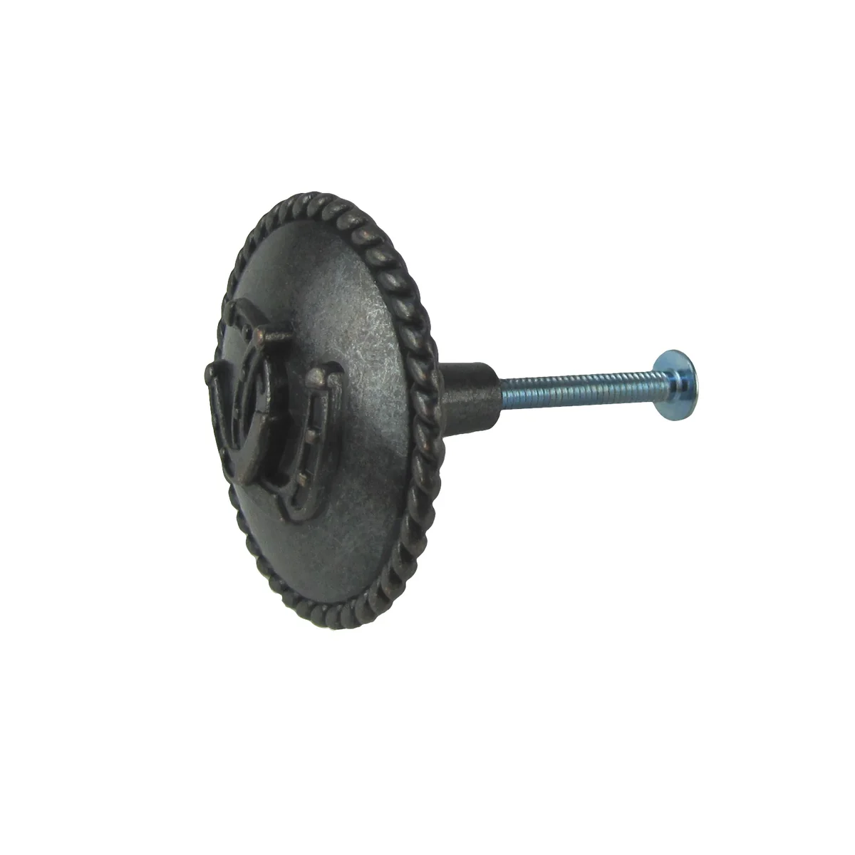 Black Horseshoe Pair Vanity Drawer Pull Western Kitchen Knob Cupboard Hardware - Image 3