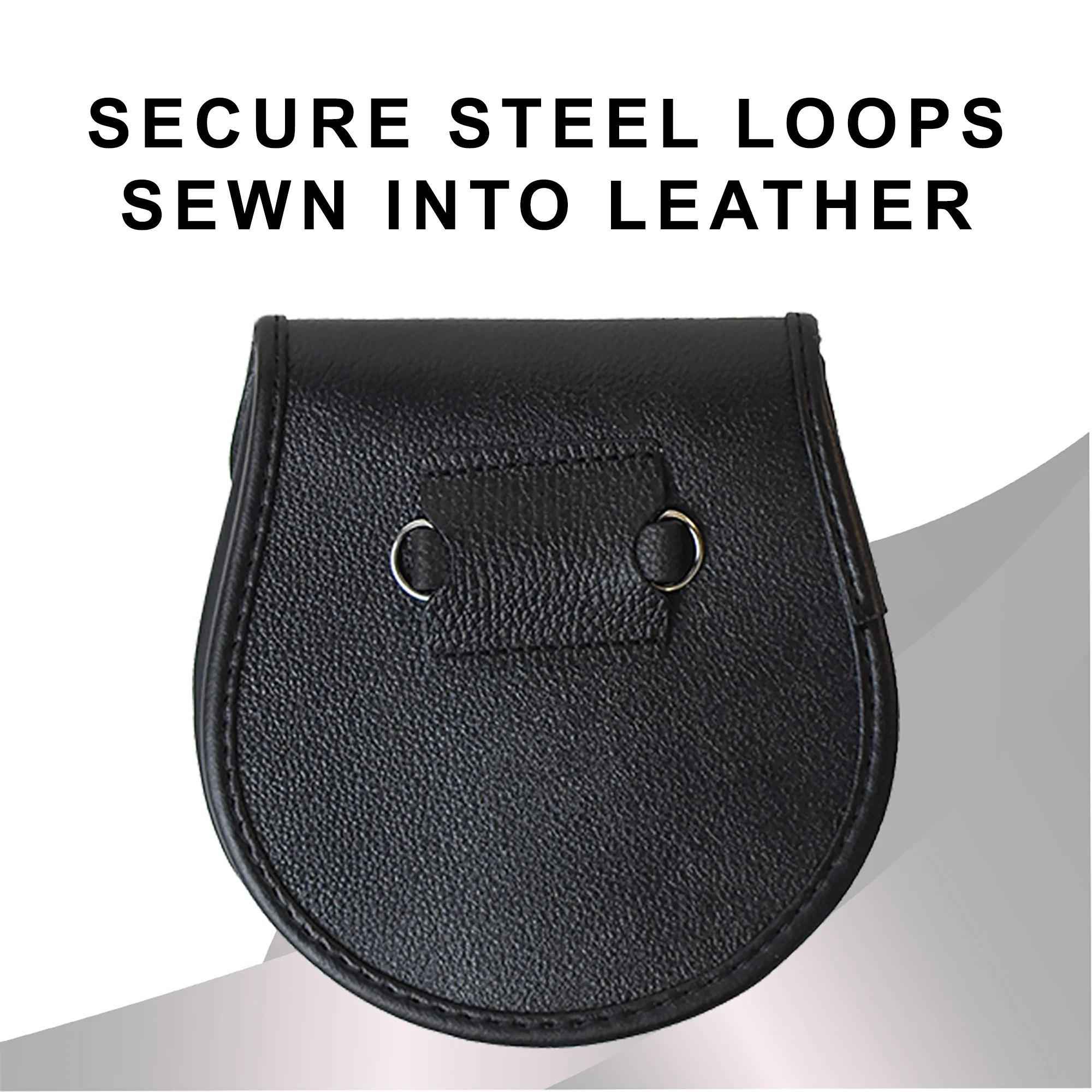 Black Leather Sporran Belt Pouch Medieval Dress Scottish Kilt Waist Bag Tassels - Image 3