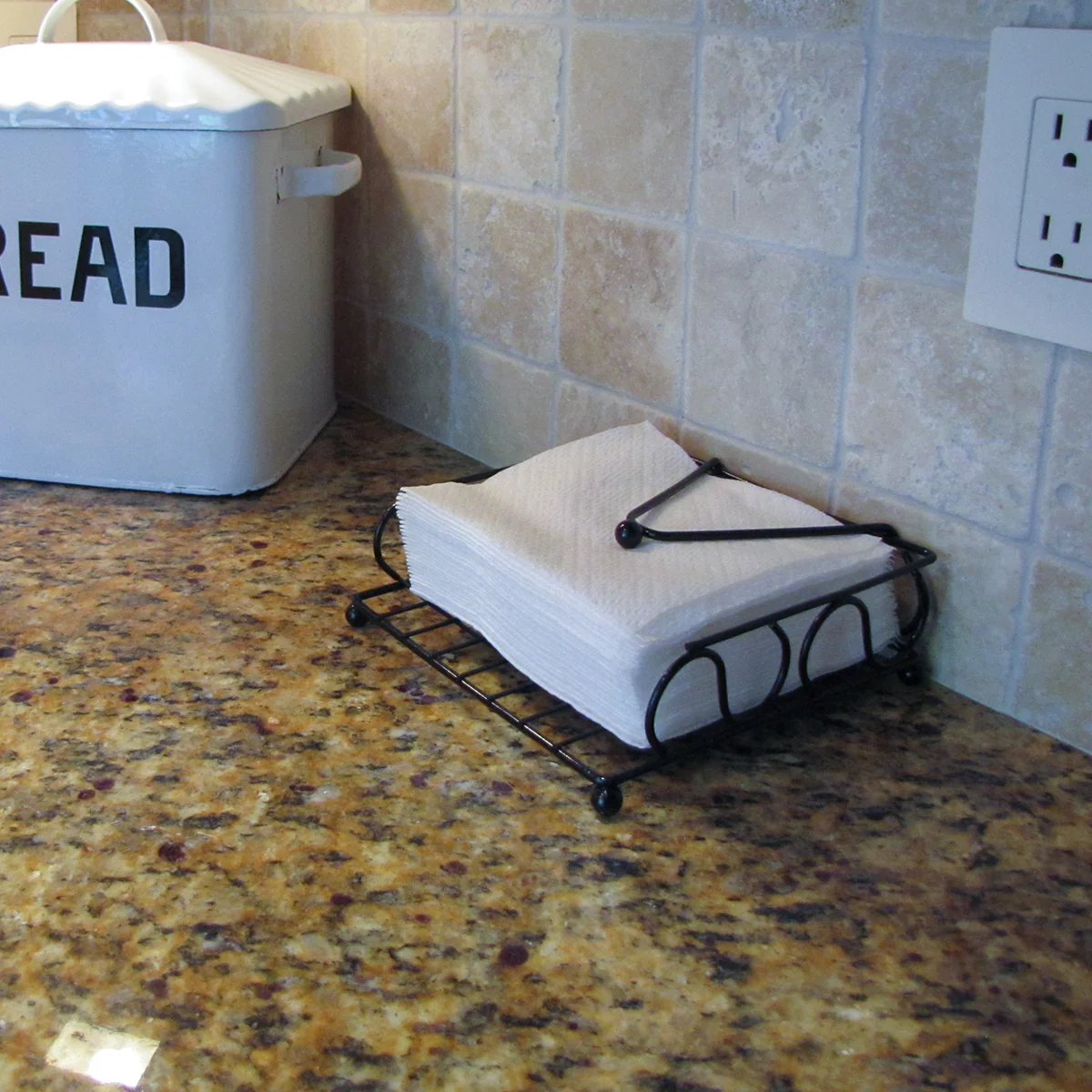Black Metal Napkin Holder Kitchen Countertop Dispenser Storage Home Essentials - Image 4