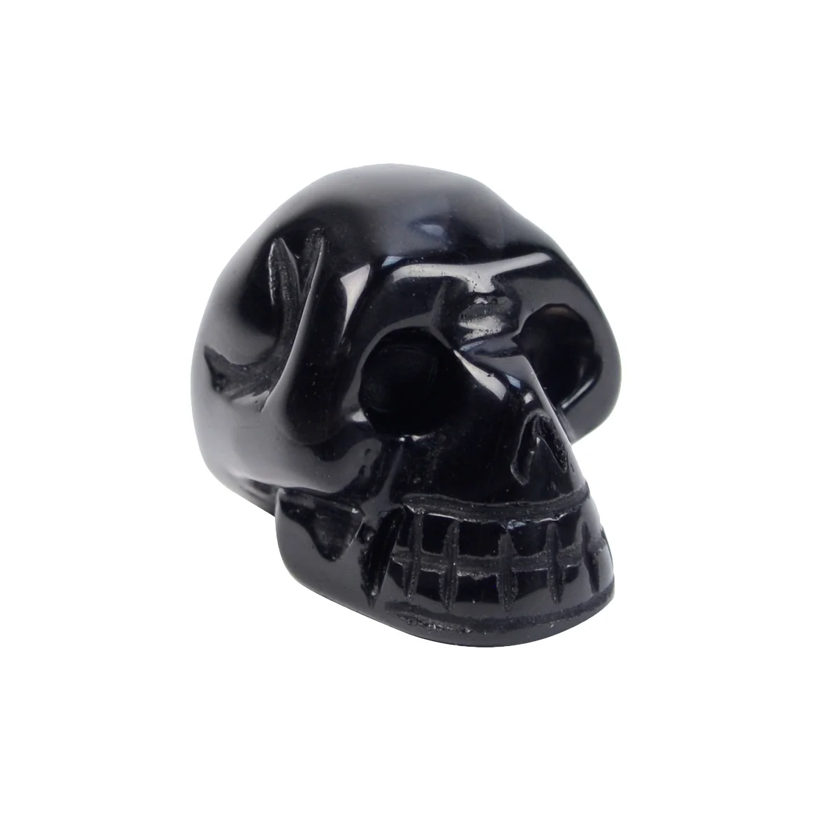 Black Obsidian Dream Crystal Skull Reiki Tumble Stone Chakra Aura Healing Rock - Image 2