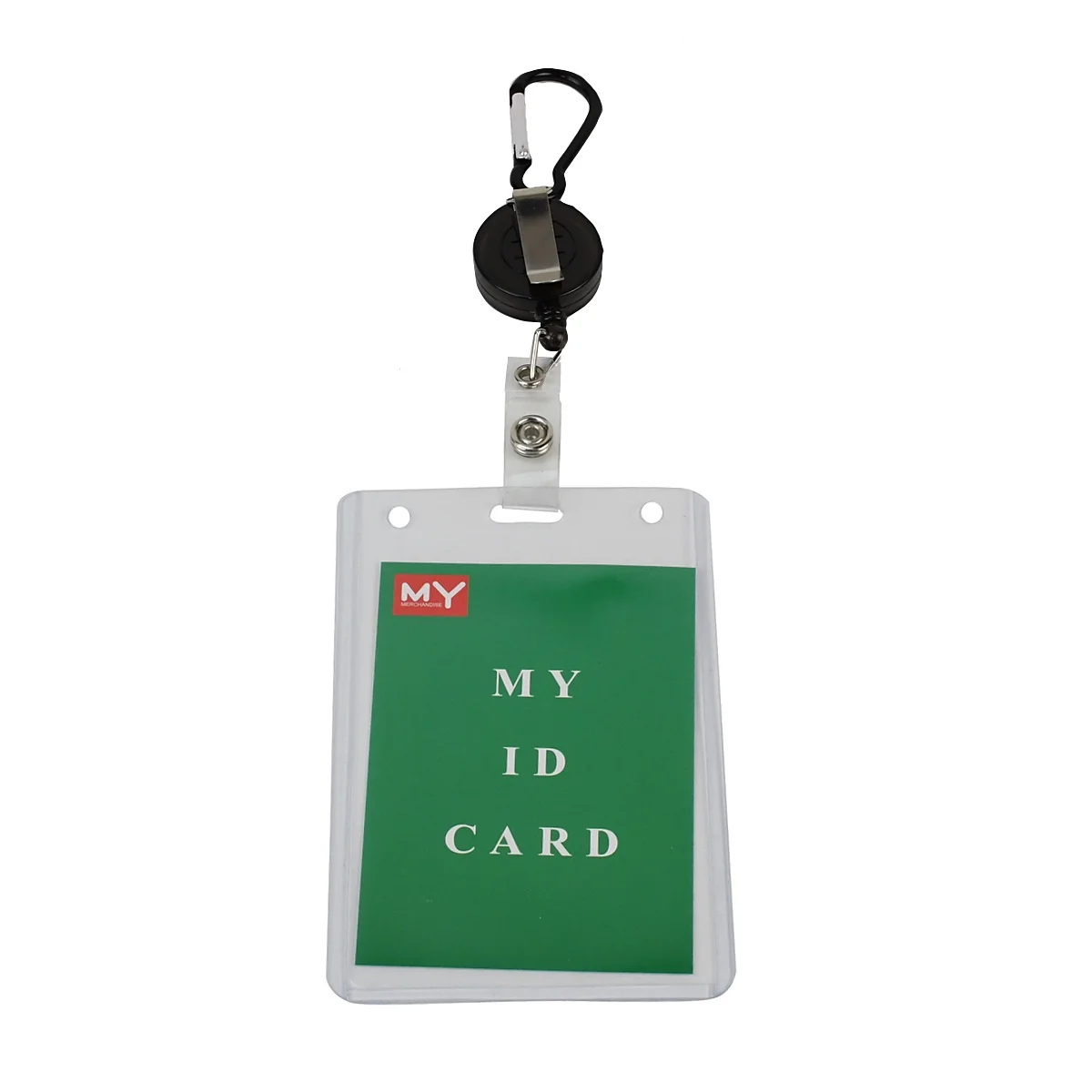 Black Retractable Reel Business Work School ID Badge Keyring Credit Card Holder - Image 2