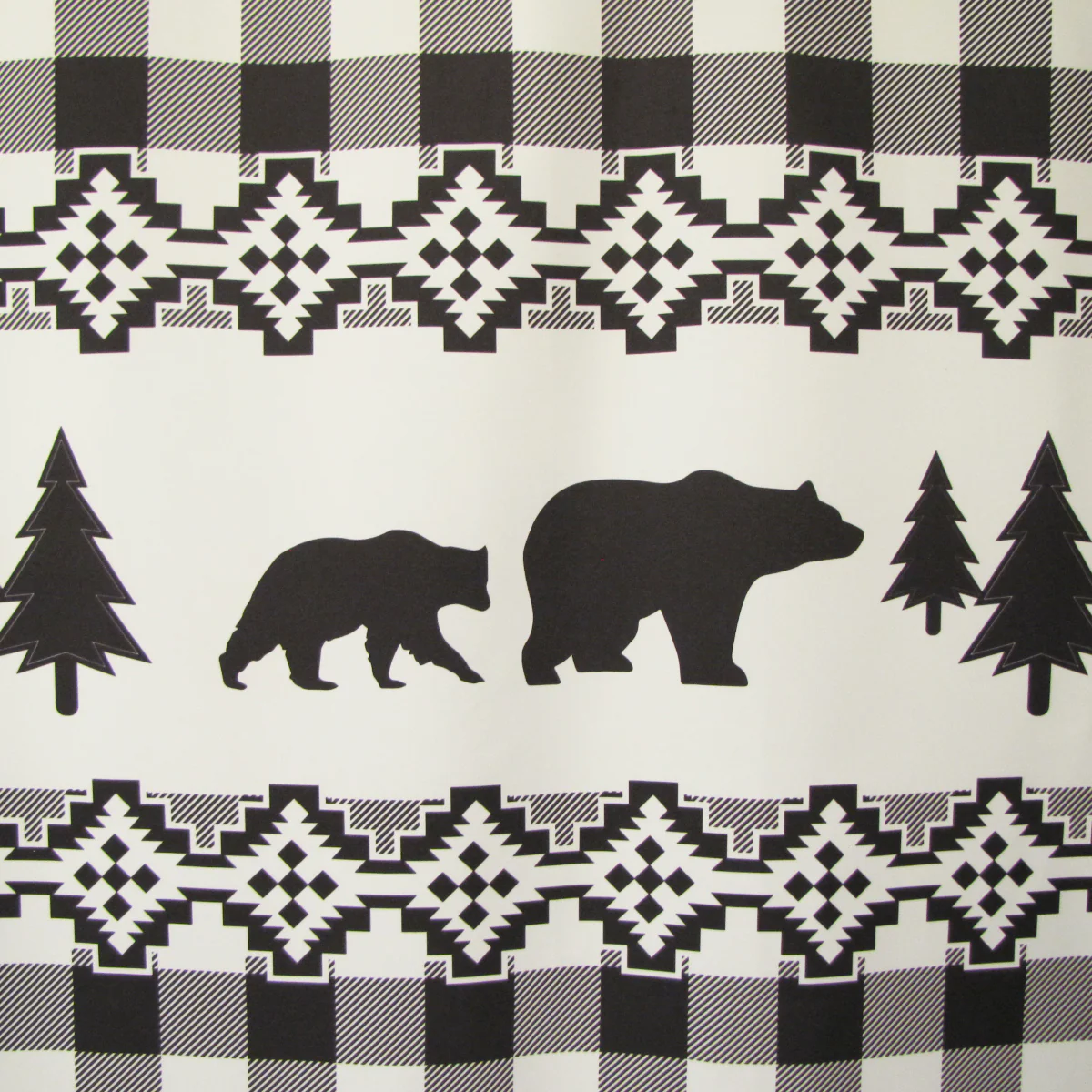 Black White Buffalo Check Plaid Bear Bath Shower Curtain Rustic Bathroom Decor - Image 3