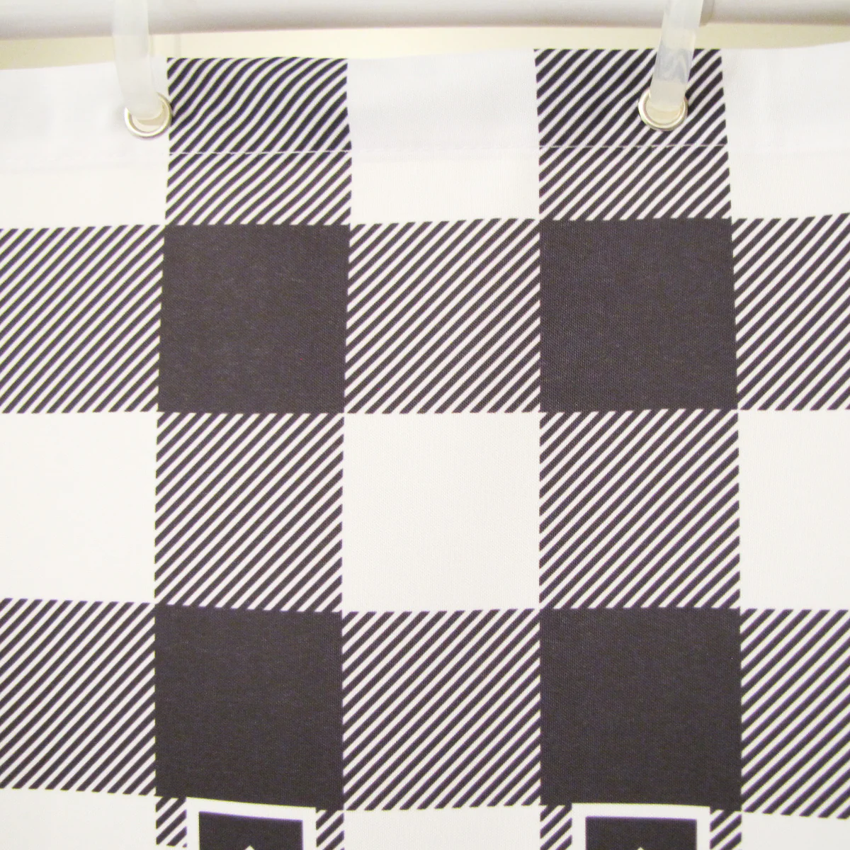 Black White Buffalo Check Plaid Bear Bath Shower Curtain Rustic Bathroom Decor - Image 4