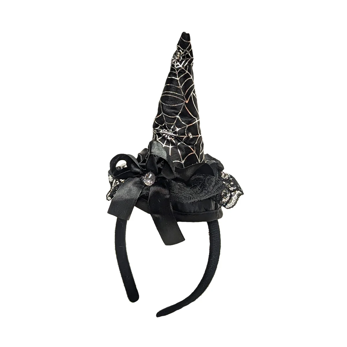 Black Witch Hat Light Up Spiderweb Headband LED Glow Halloween Party Costume Acc - Image 3