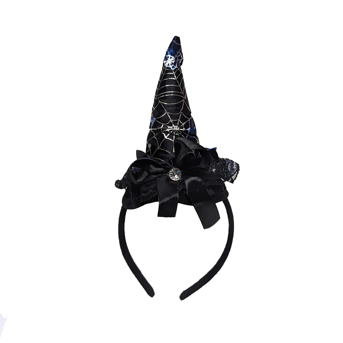 Black Witch Hat Light Up Spiderweb Headband LED Glow Halloween Party Costume Acc - Image 4