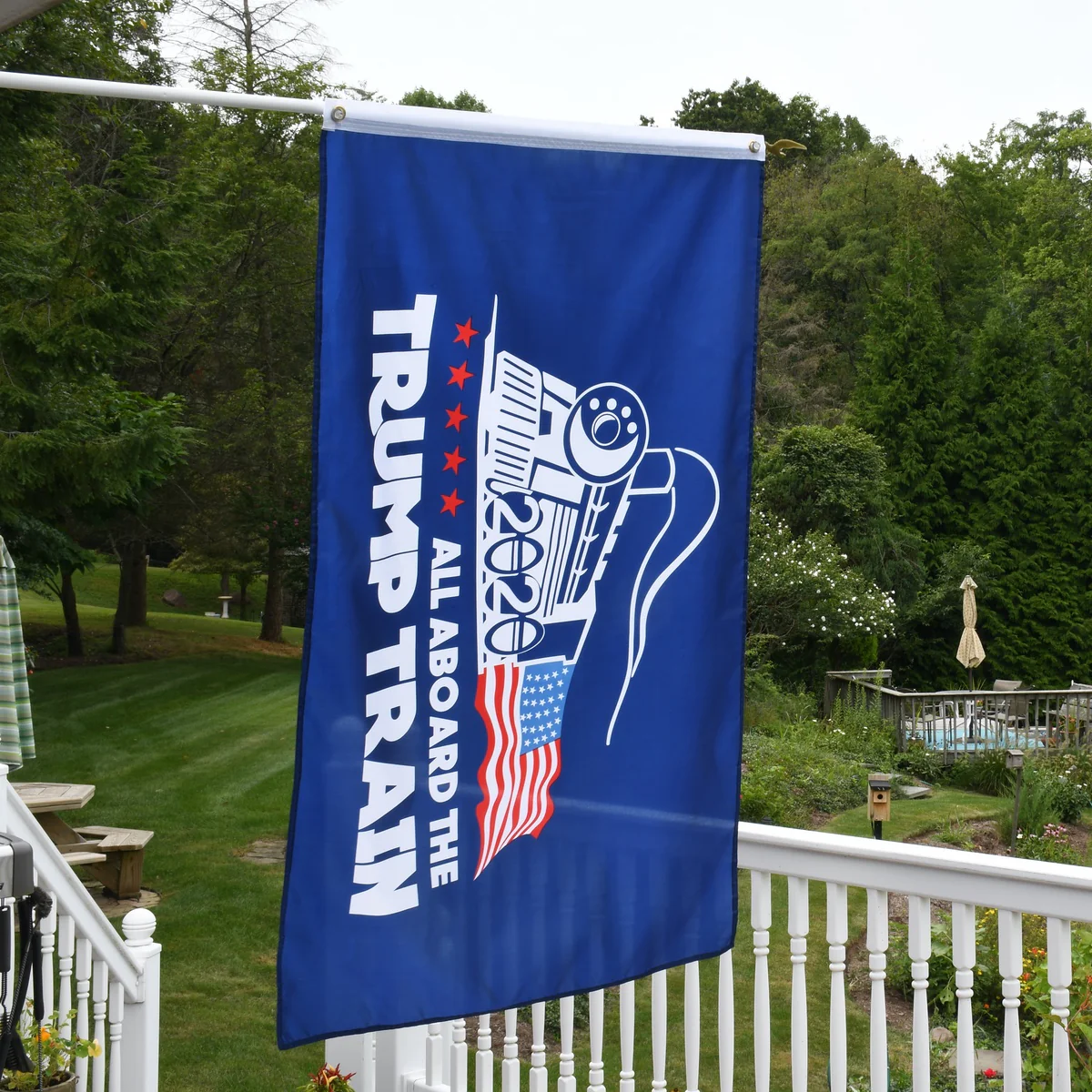 Blue 3x5 All Aboard President Donald Trump Train 2020 Flag 3'x5' MAGA KAG Banner - Image 4