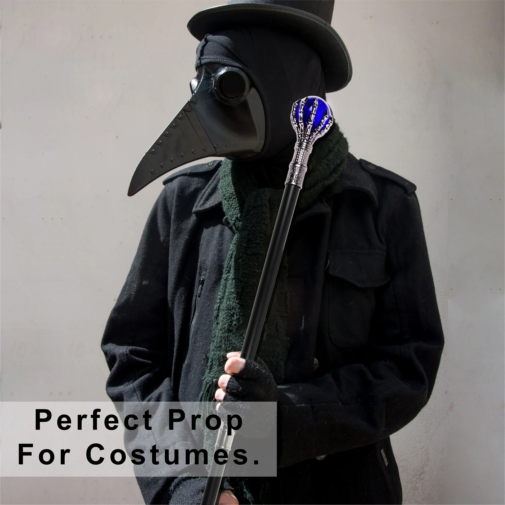 Blue Glass Skeleton Hand Walking Stick Canes for Men Women Halloween Costume 37" - Image 5