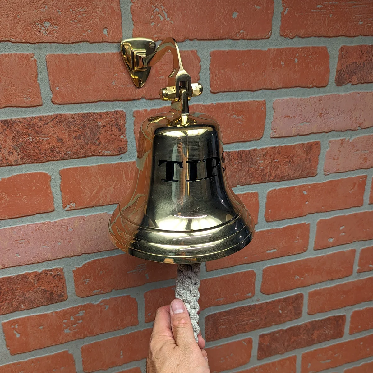 Brass Large Wall Mount Tips Bar Bell Hanging Happy Hour Last Call Man Cave Decor - Image 5