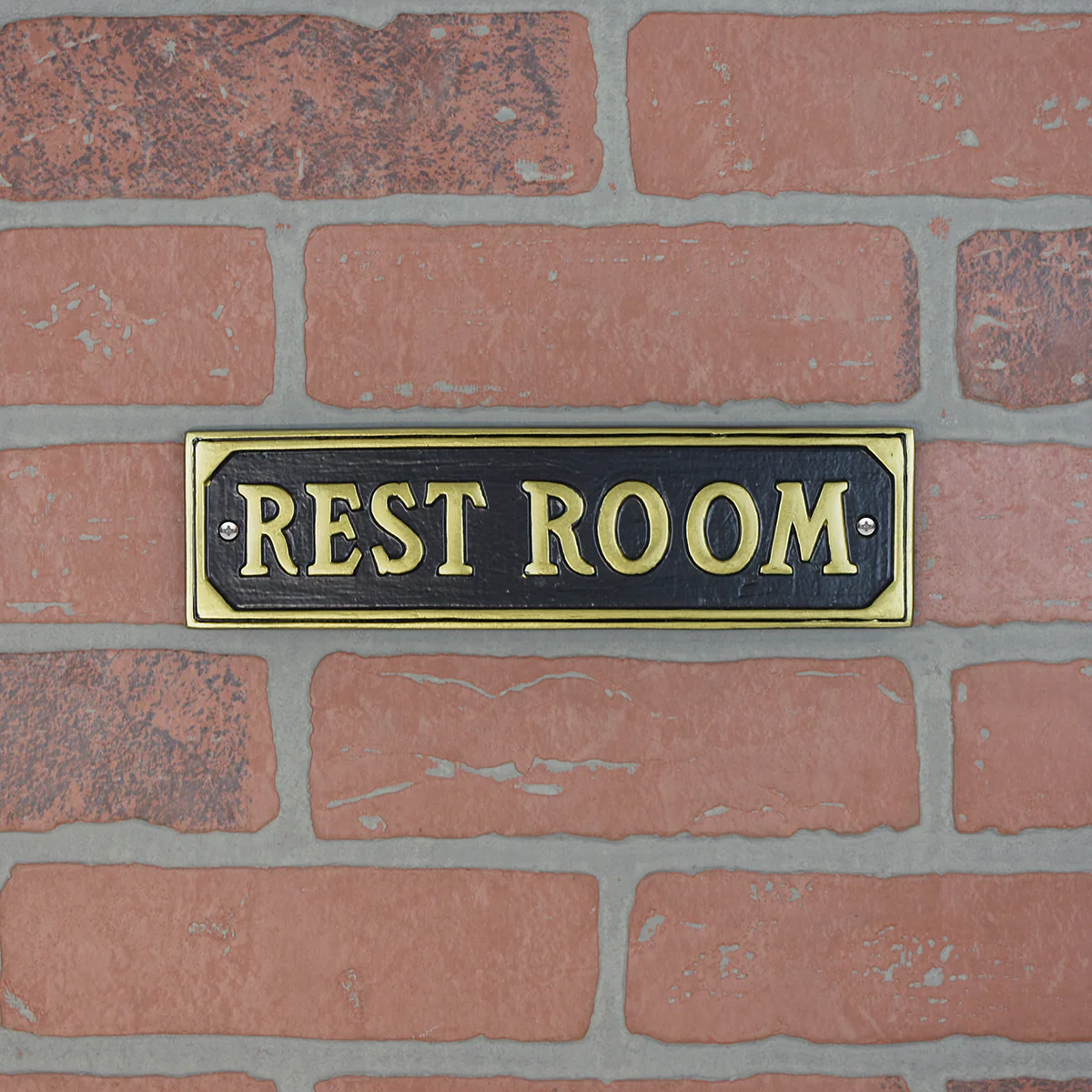 Brass Rest Room Door Sign Metal Business Bar Restroom Wall Plaque Bathroom Decor - Image 2