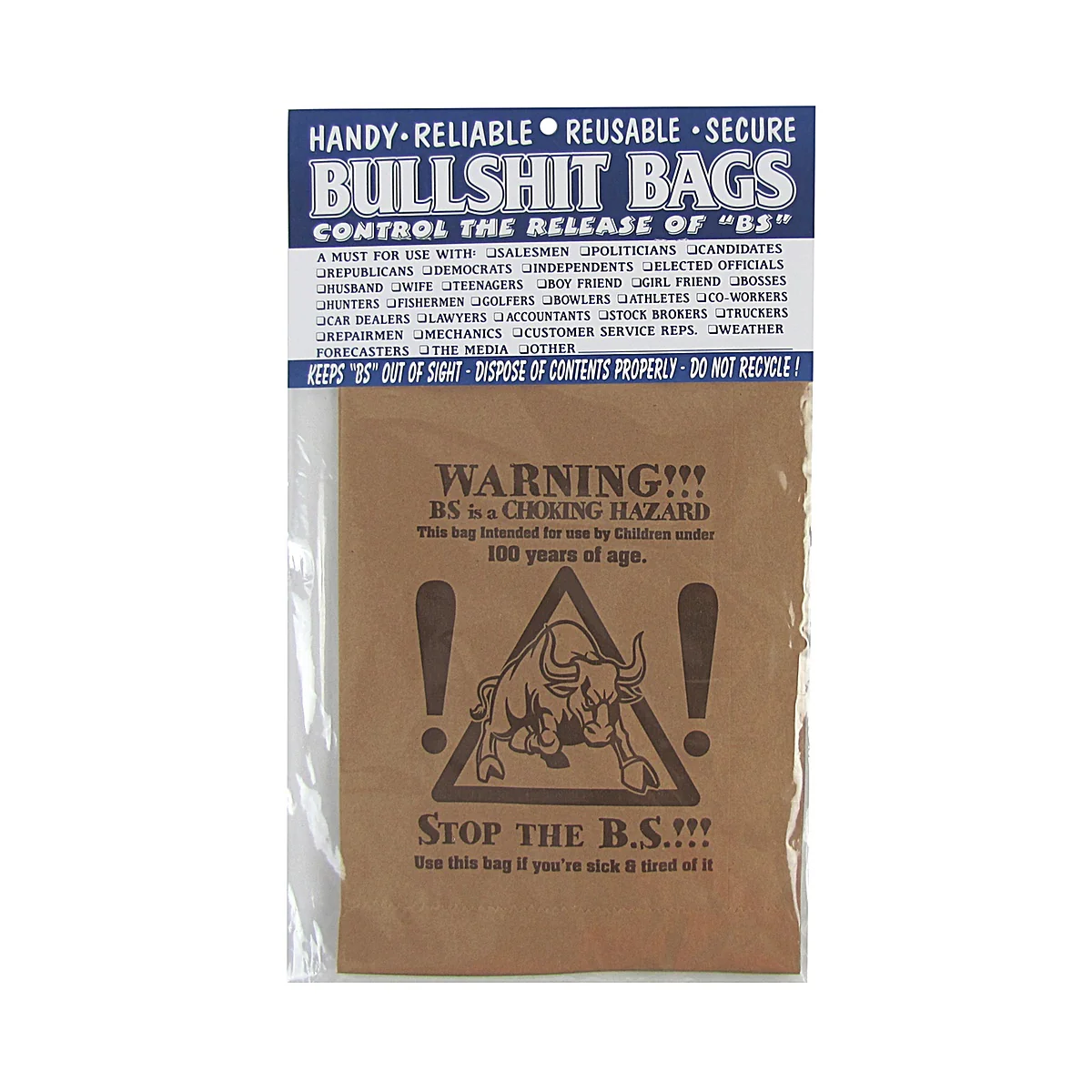 Brown Paper Bullshit Goody Bag Political Gag Gift Novelty Practical Joke Prank