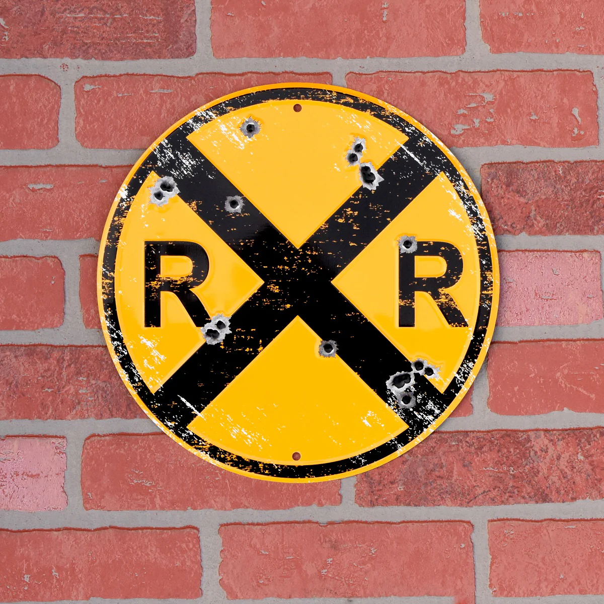 Bullet XING RR Railroad Crossing Train Sign Rustic Railfan Wall Art Home Decor - Image 2