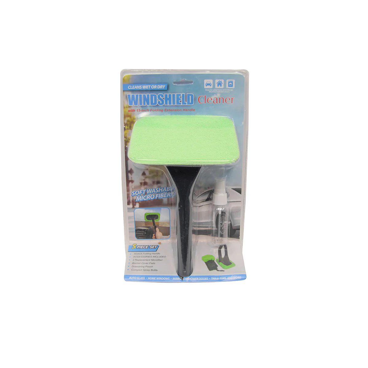 Car Windshield Clean Kit Microfiber Cloth Wand Interior Brush Glass Window Tool - Image 2