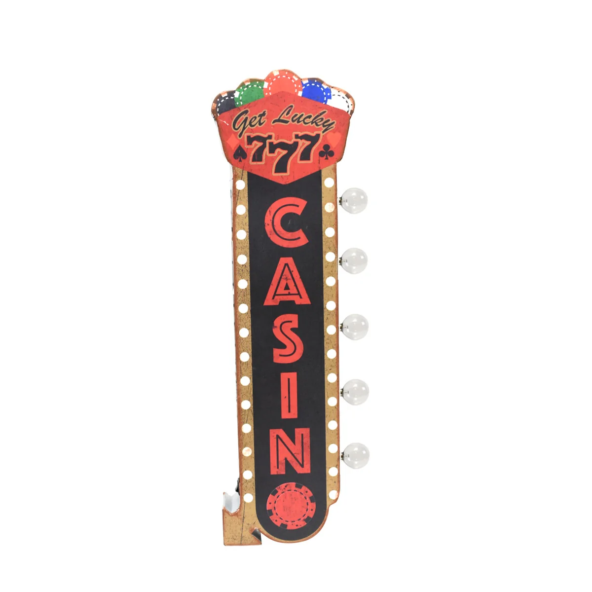 Casino Light Up Tin Metal Arrow Sign Poker Game Room LED Wall Art Man Cave Decor - Image 2