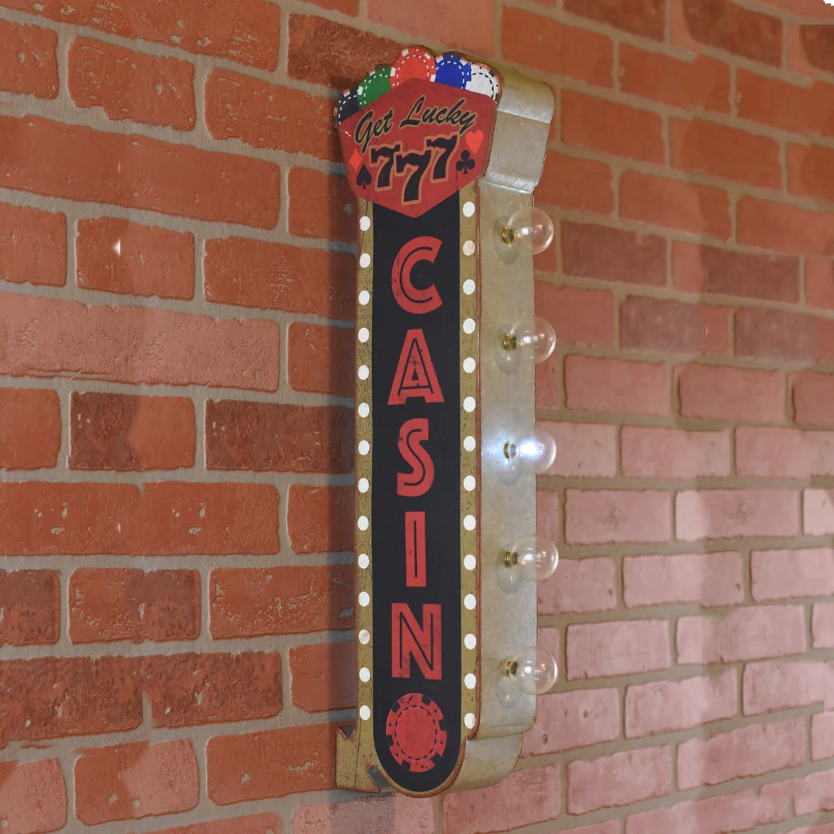 Casino Light Up Tin Metal Arrow Sign Poker Game Room LED Wall Art Man Cave Decor - Image 4