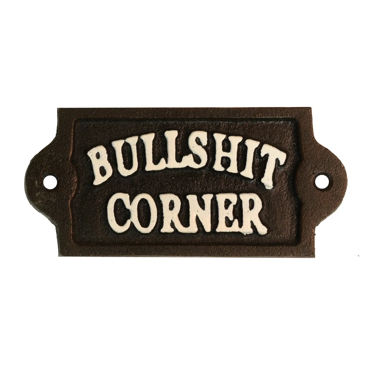 Cast Iron Bullshit Corner Embossed Wall Sign Garage Plaque Rustic Bar Pub Decor