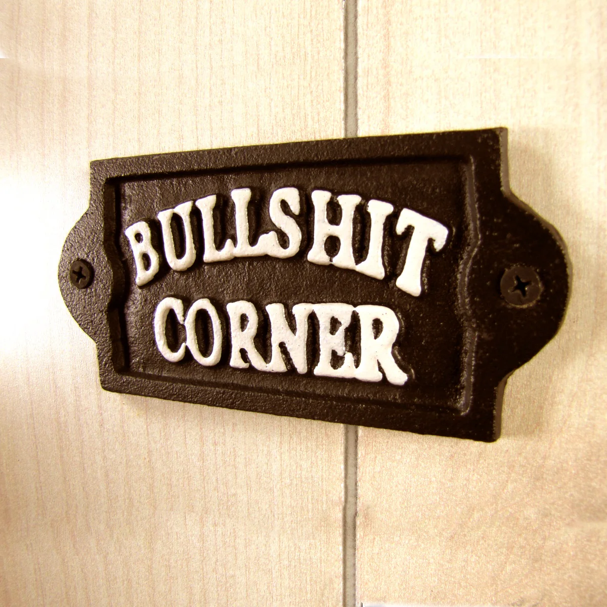 Cast Iron Bullshit Corner Embossed Wall Sign Garage Plaque Rustic Bar Pub Decor - Image 2
