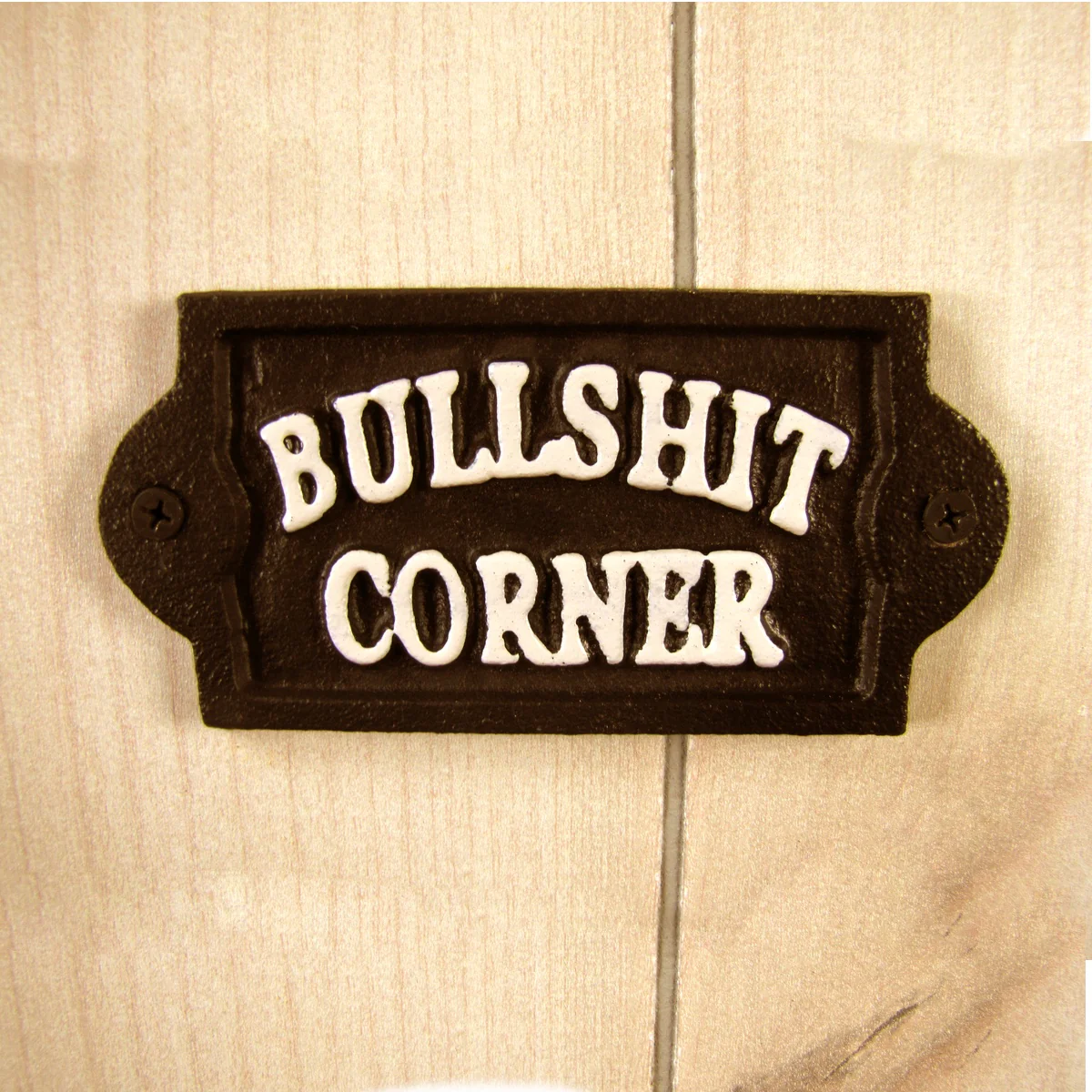 Cast Iron Bullshit Corner Embossed Wall Sign Garage Plaque Rustic Bar Pub Decor - Image 3