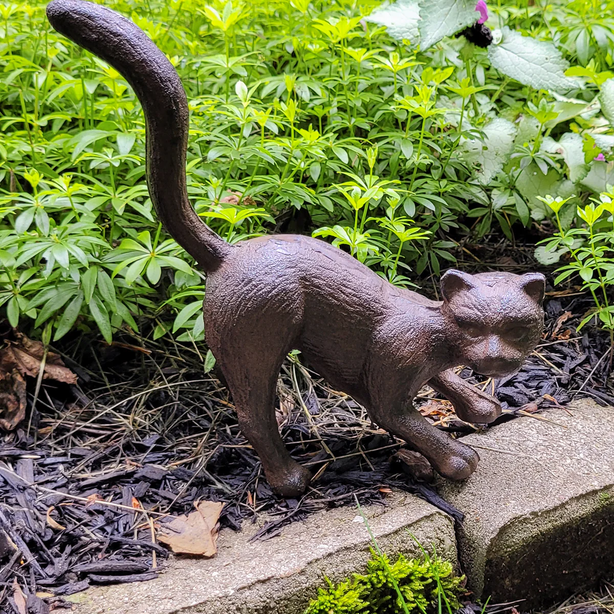 Cast Iron Cat Door Stop Stopper Outdoor Yard Art Patio Garden Statue Home Decor - Image 6