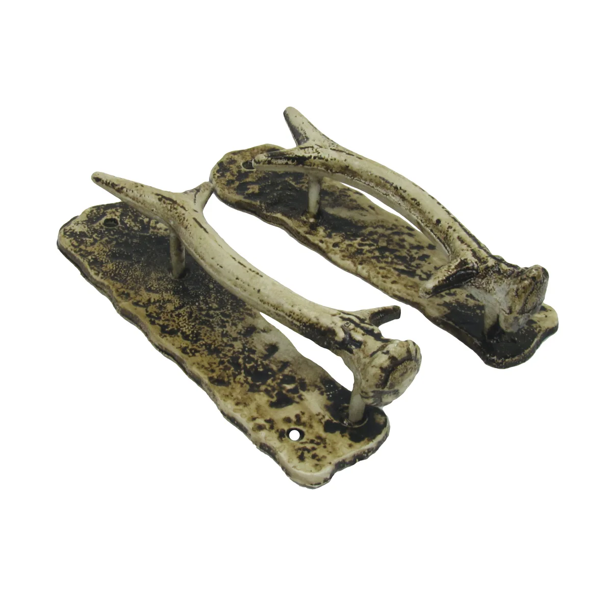 Cast Iron Deer Antler Barn Sliding Door Handle Pull Set Rustic Hunt Cabin Decor - Image 2