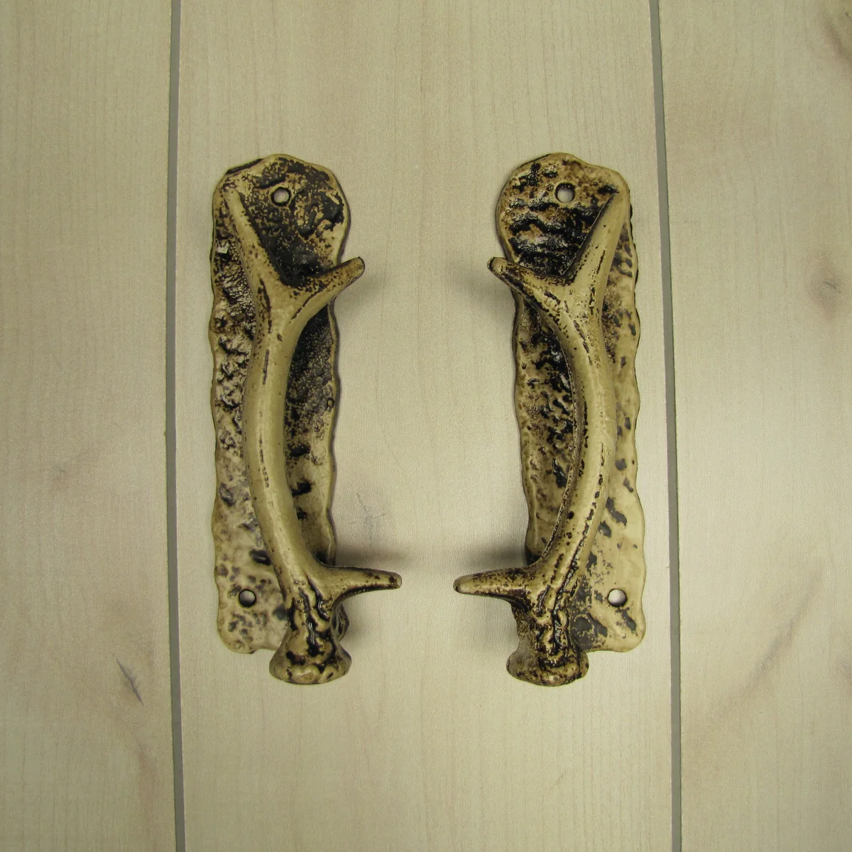 Cast Iron Deer Antler Barn Sliding Door Handle Pull Set Rustic Hunt Cabin Decor - Image 4