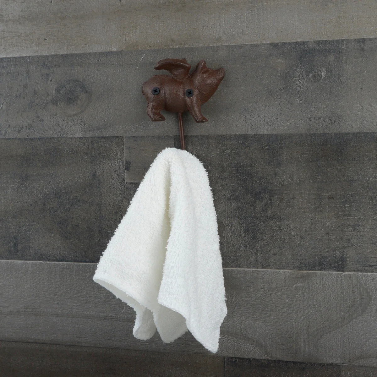 Cast Iron Flying Pig Wings 3D Keychain Hook Gear Hanger Towel Holder Wall Rack - Image 2
