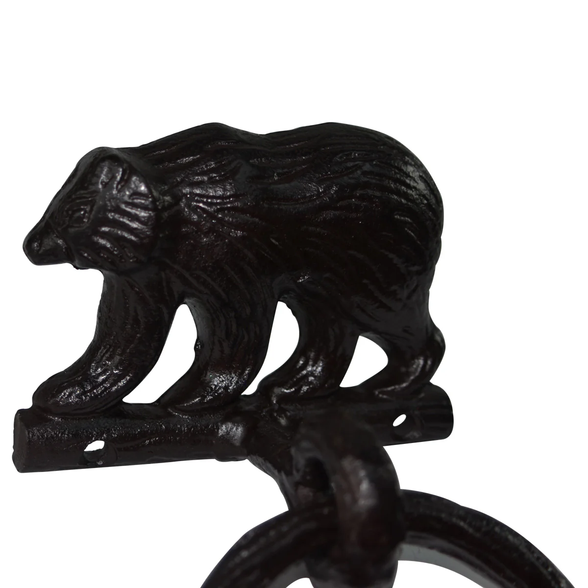 Cast Iron Grizzly Bear Rustic Bath or Kitchen Decor Towel Ring Holder - Image 2