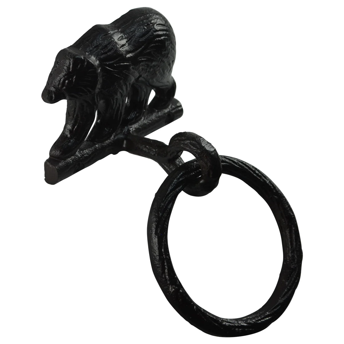 Cast Iron Grizzly Bear Rustic Bath or Kitchen Decor Towel Ring Holder - Image 3