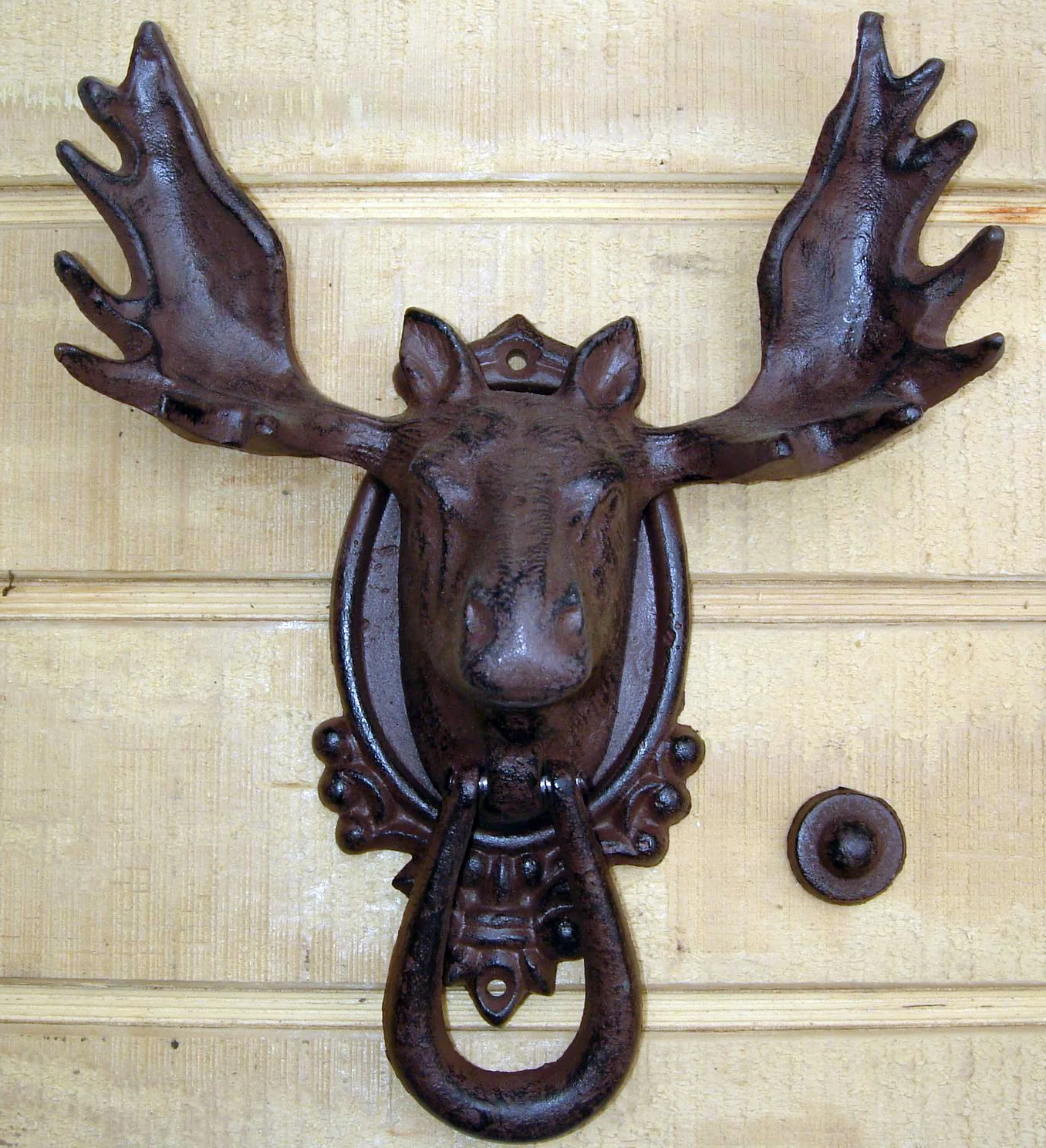 Cast Iron Moose Head and Antlers Door Knocker