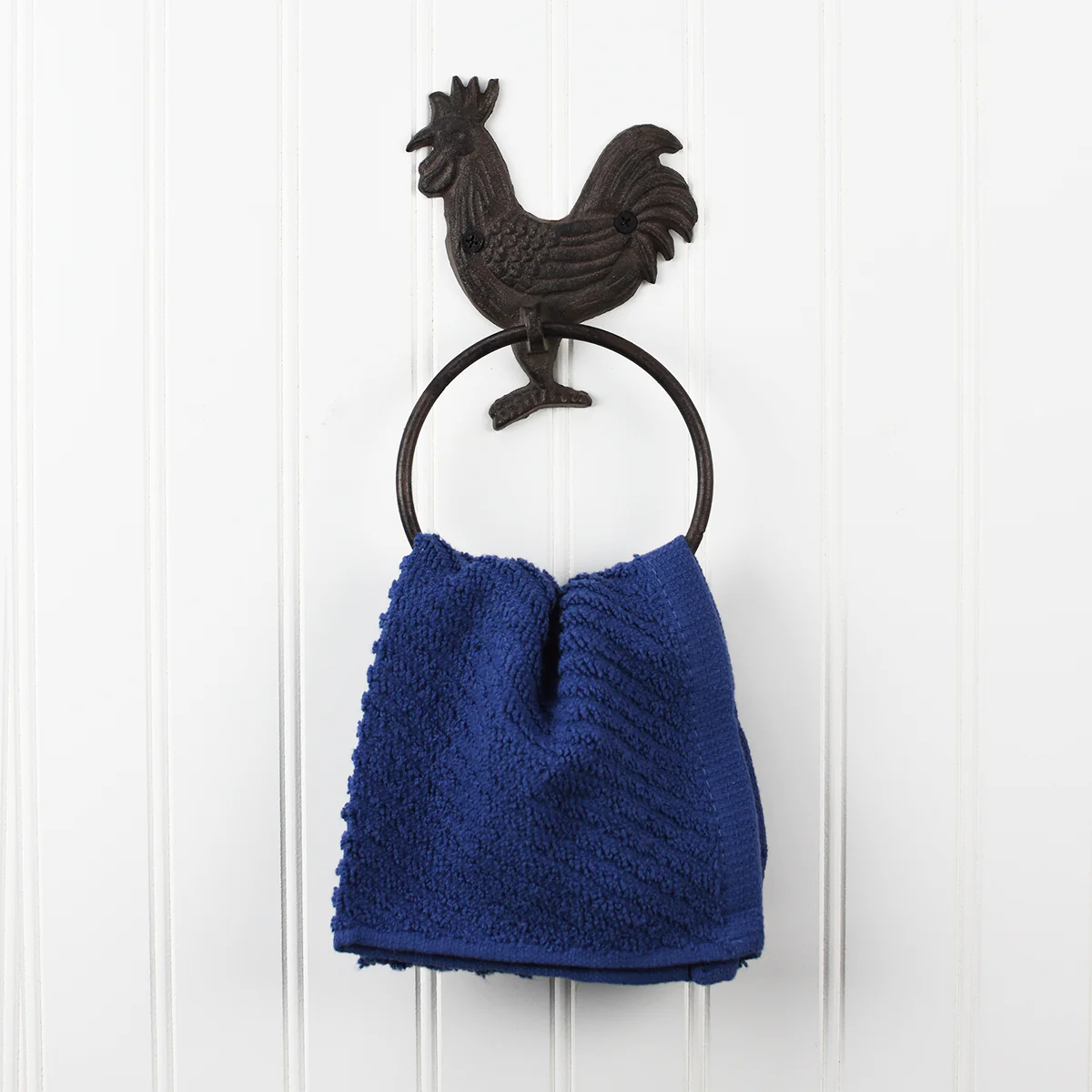 Cast Iron Rooster Bathroom Towel Ring Rustic Kitchen Hanger Hen Bath Wall Holder - Image 2