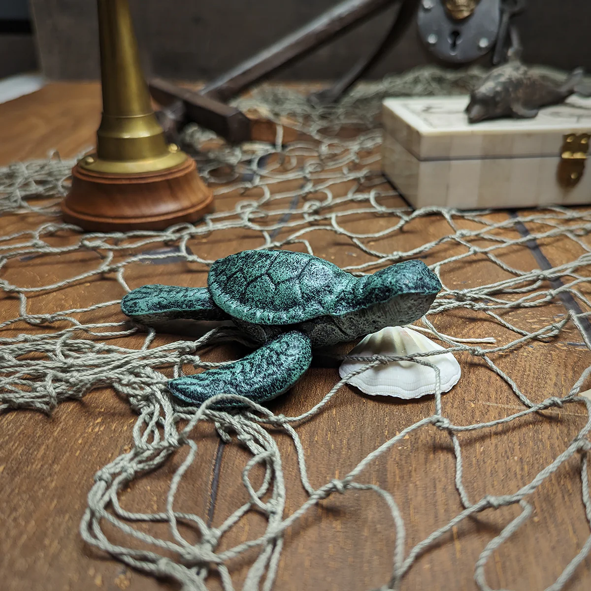 Cast Iron Sea Turtle Paperweight Heavy Weight Mini Desk Accessory Office Decor - Image 4