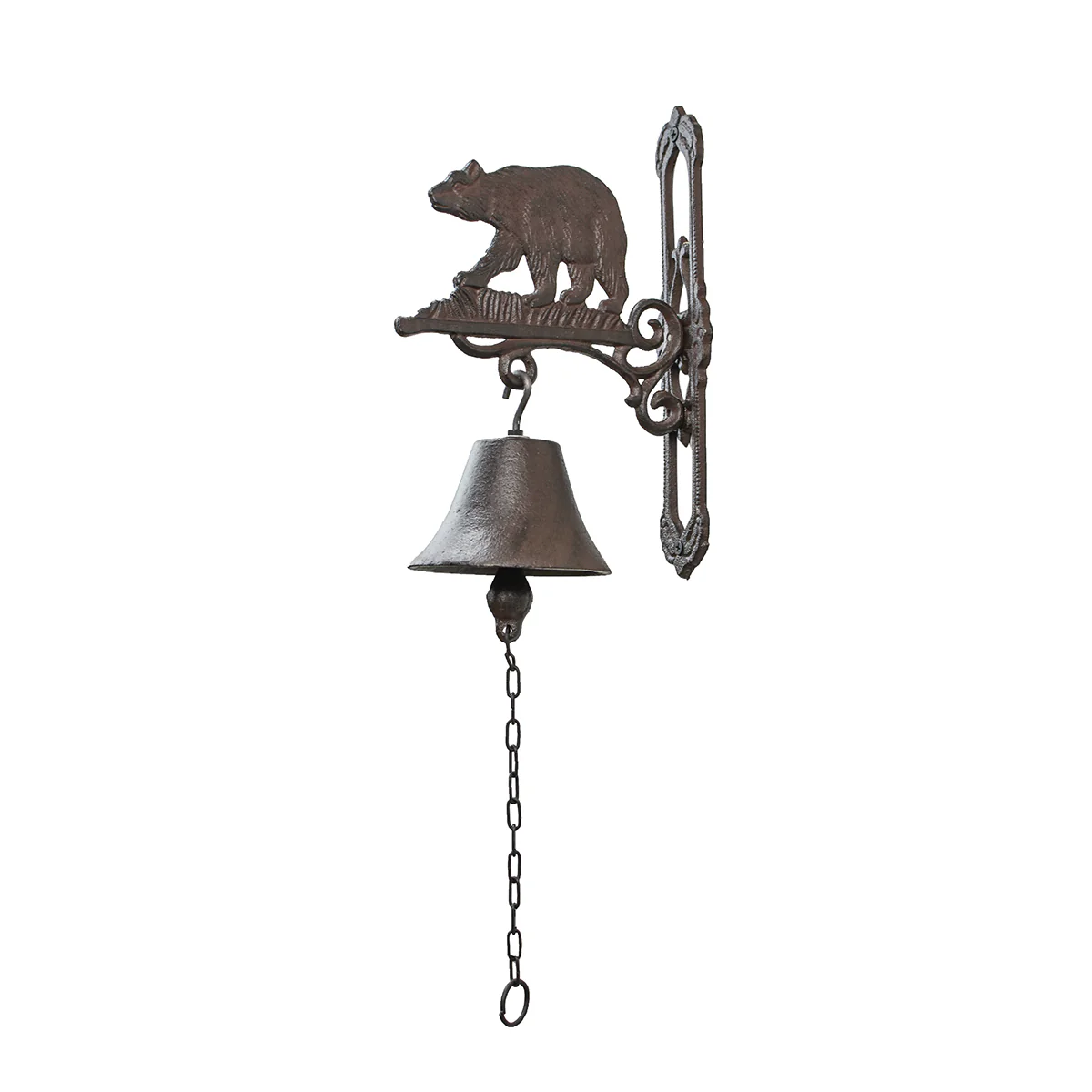 Cast Iron Wall Mount Bear Bell Hanging Indoor Outdoor Hunting Cabin Shop Decor