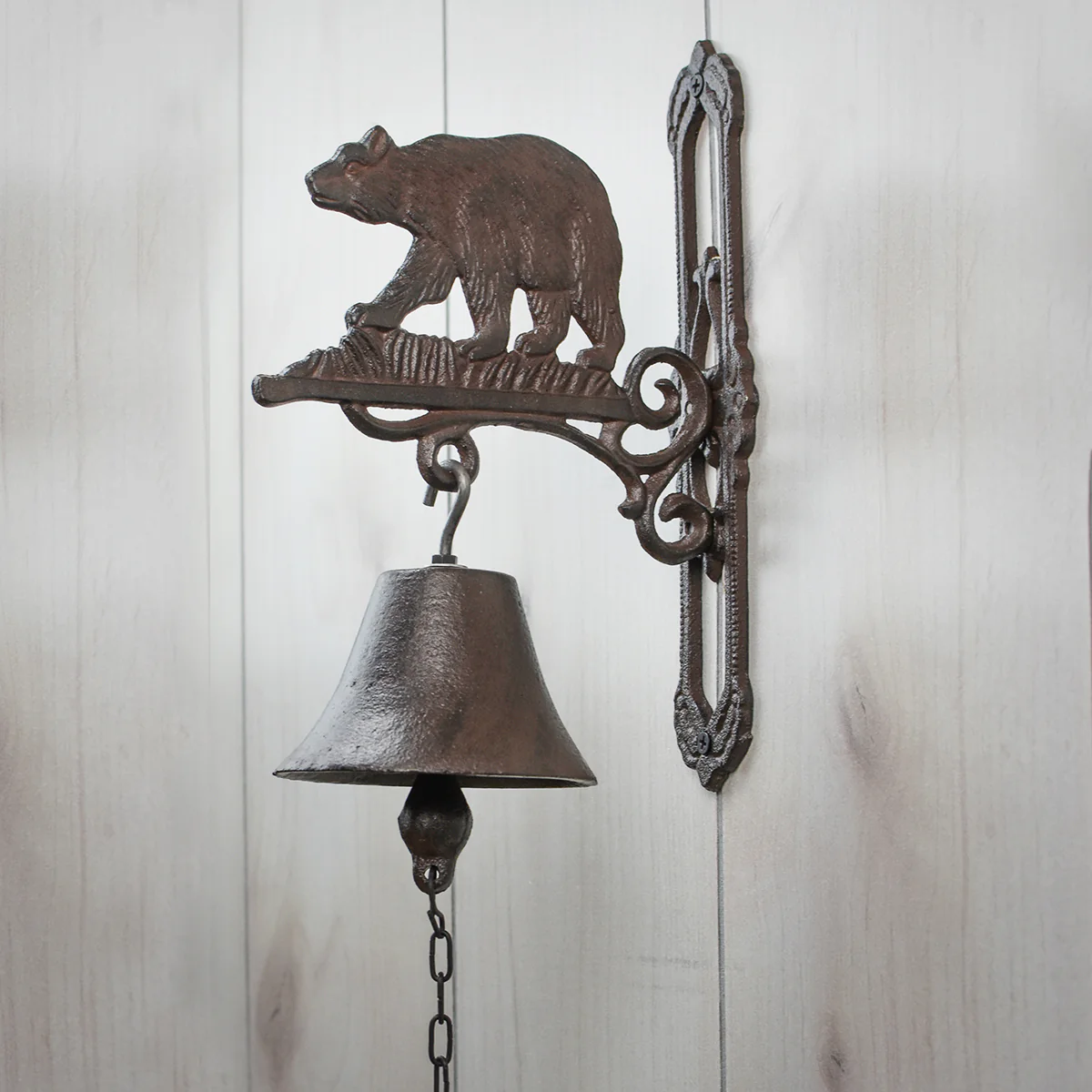 Cast Iron Wall Mount Bear Bell Hanging Indoor Outdoor Hunting Cabin Shop Decor - Image 2