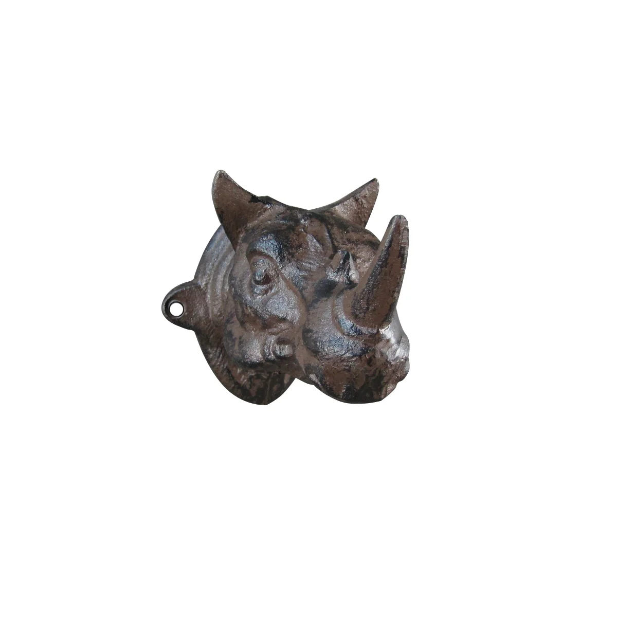 Cast Iron Wall Mount Rhino Head Single Hook Keyring Holder Key Hanger Hat Rack