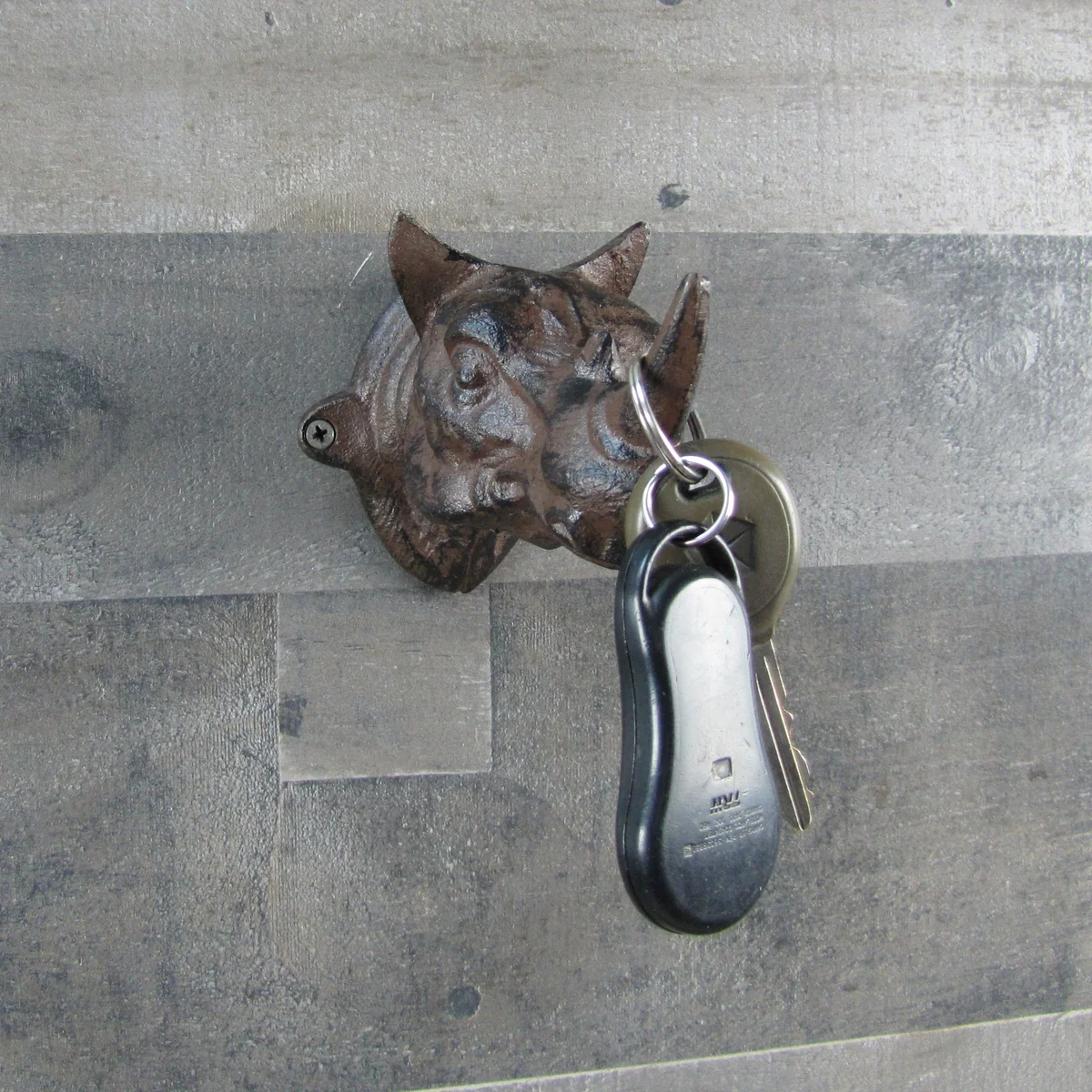 Cast Iron Wall Mount Rhino Head Single Hook Keyring Holder Key Hanger Hat Rack - Image 2