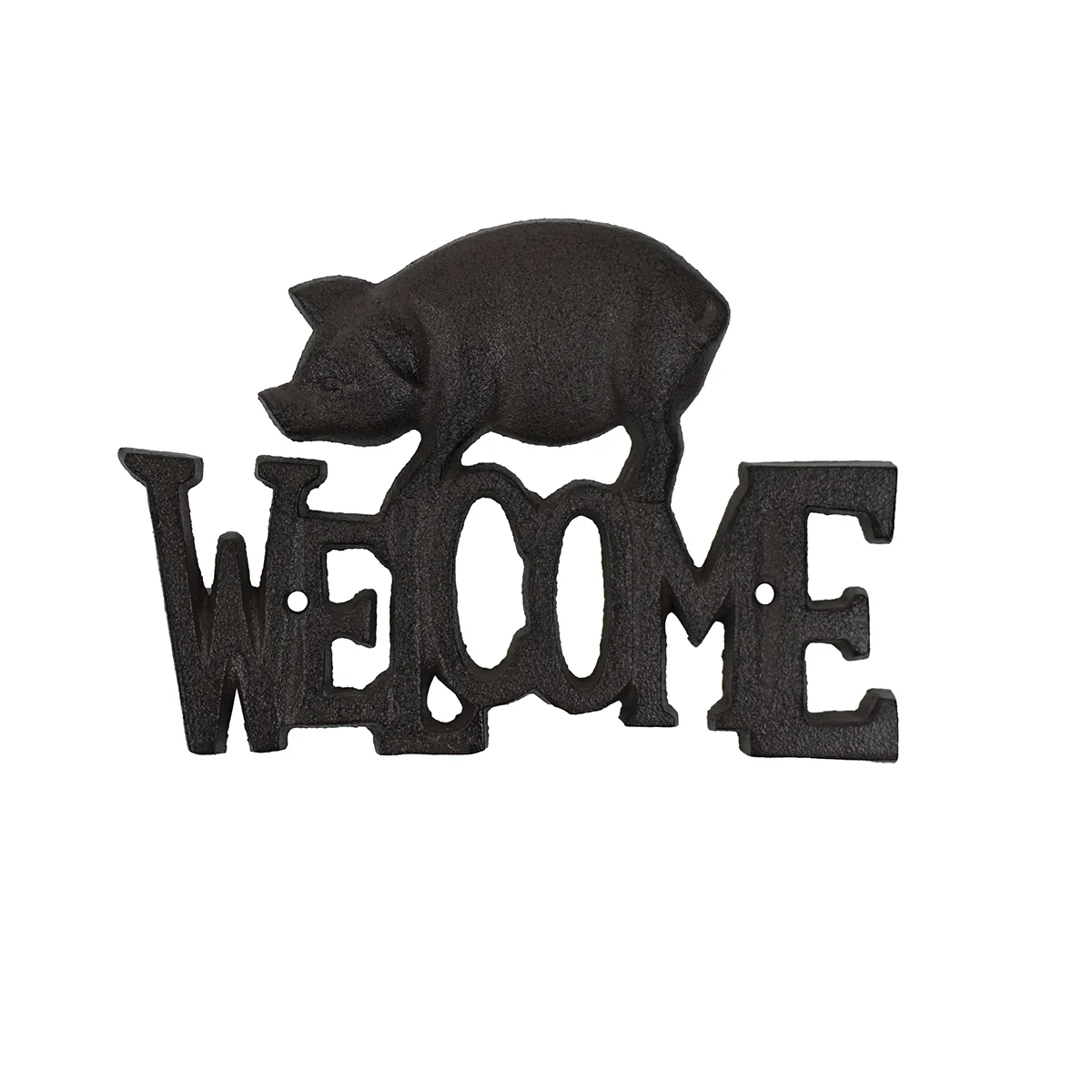 Cast Iron Welcome Pig Sign Farmhouse Wall Art Rustic Front Door Porch Home Decor